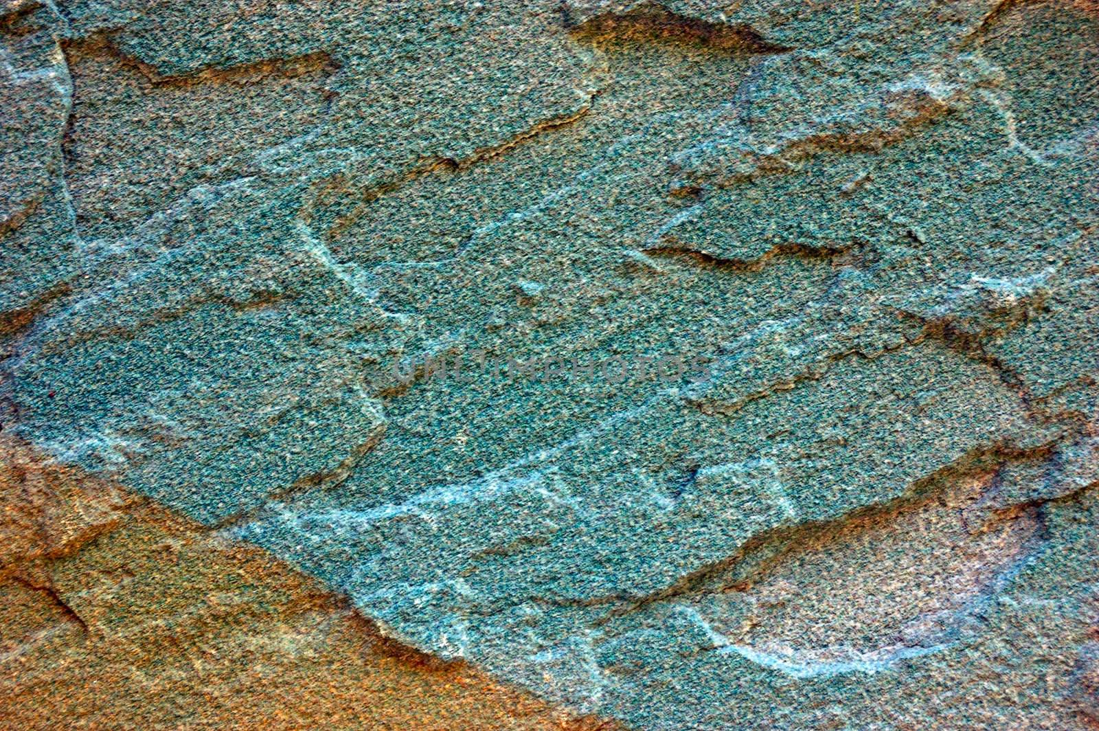 colored (prevaling blue) rough stone surface