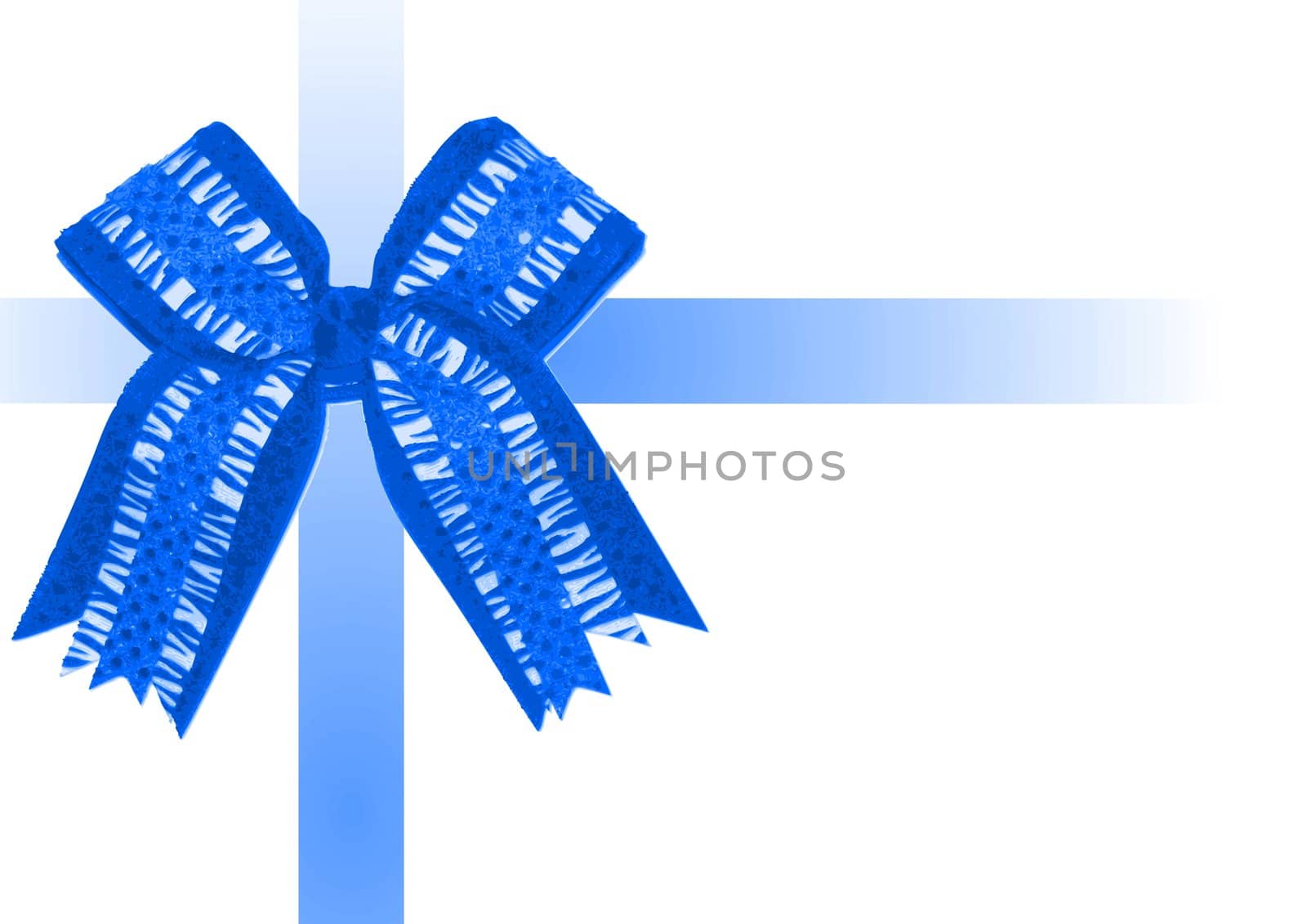 A blue bow and ribbons wrapping the image as if it were a gift.