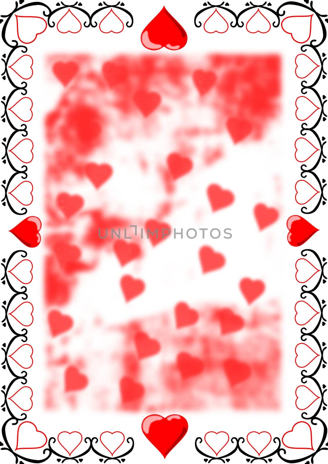 Heart border framing an abstract copy space area.