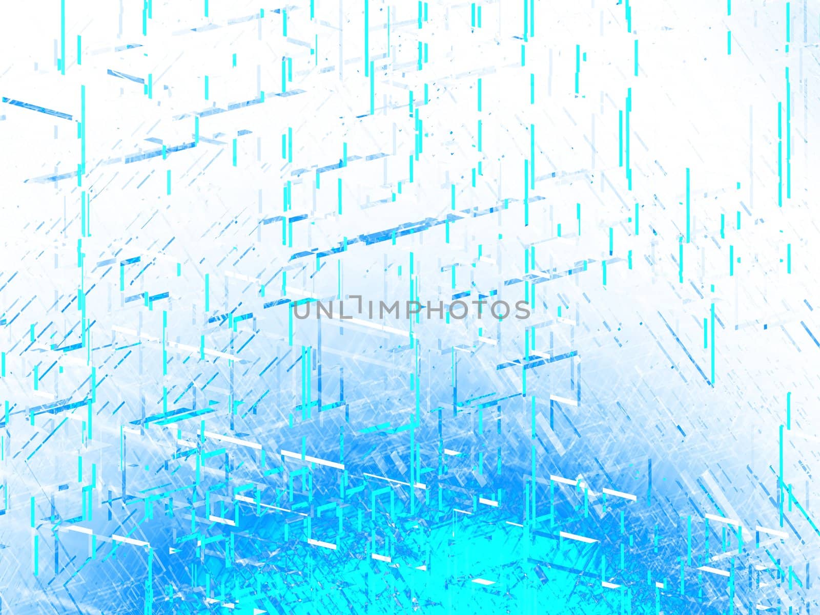 Abstract blue image with hard edges on white.