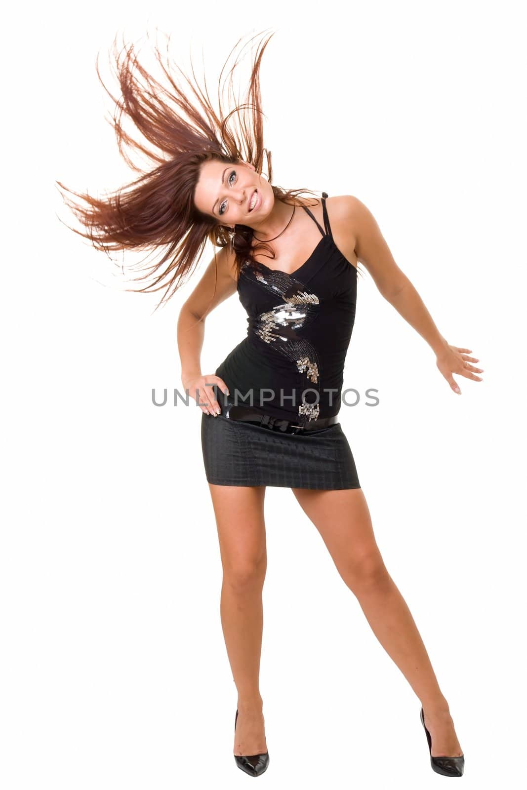 dancing beautiful girl on a white background