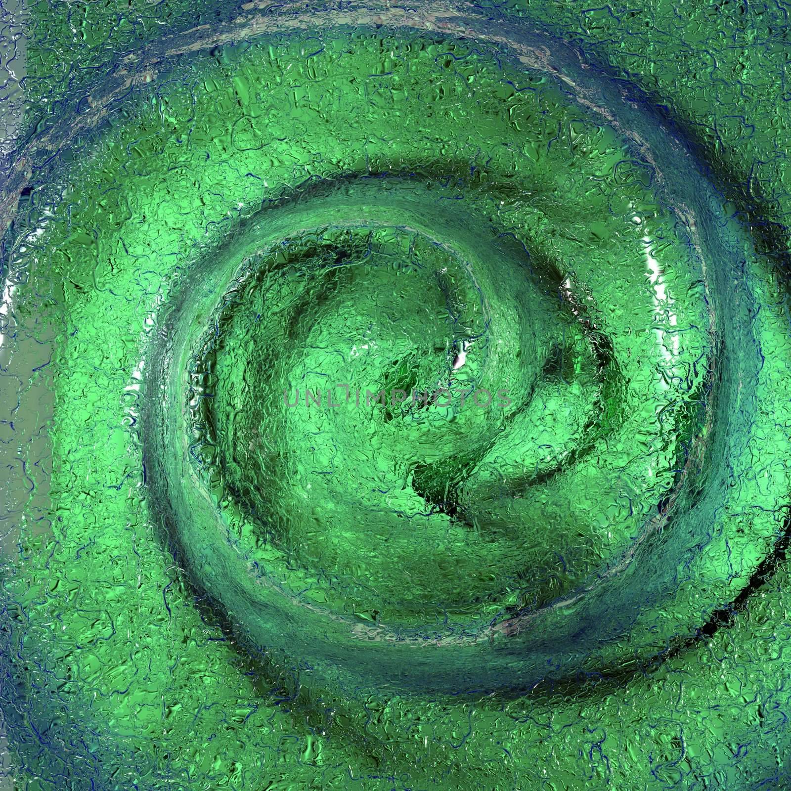 An illustration of a green gel like substance swirling.