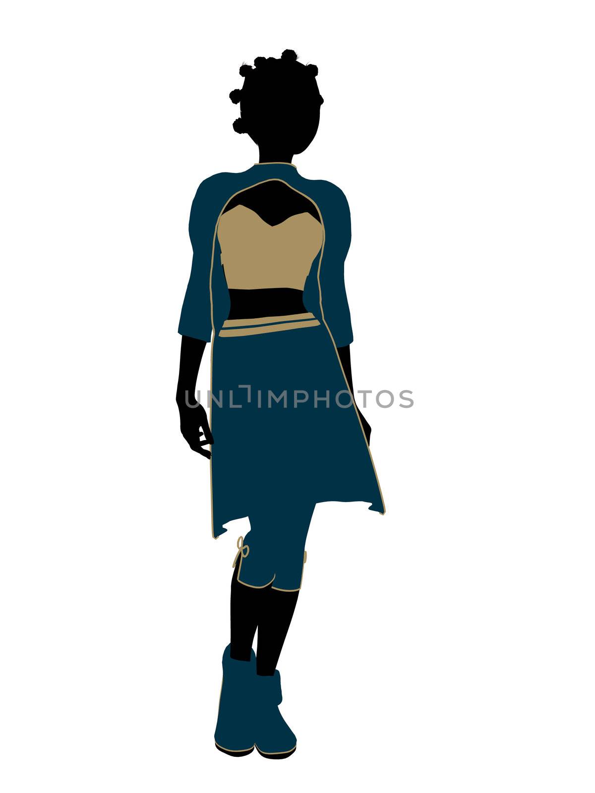 Aladdin fairytale illustration silhouette on a white background