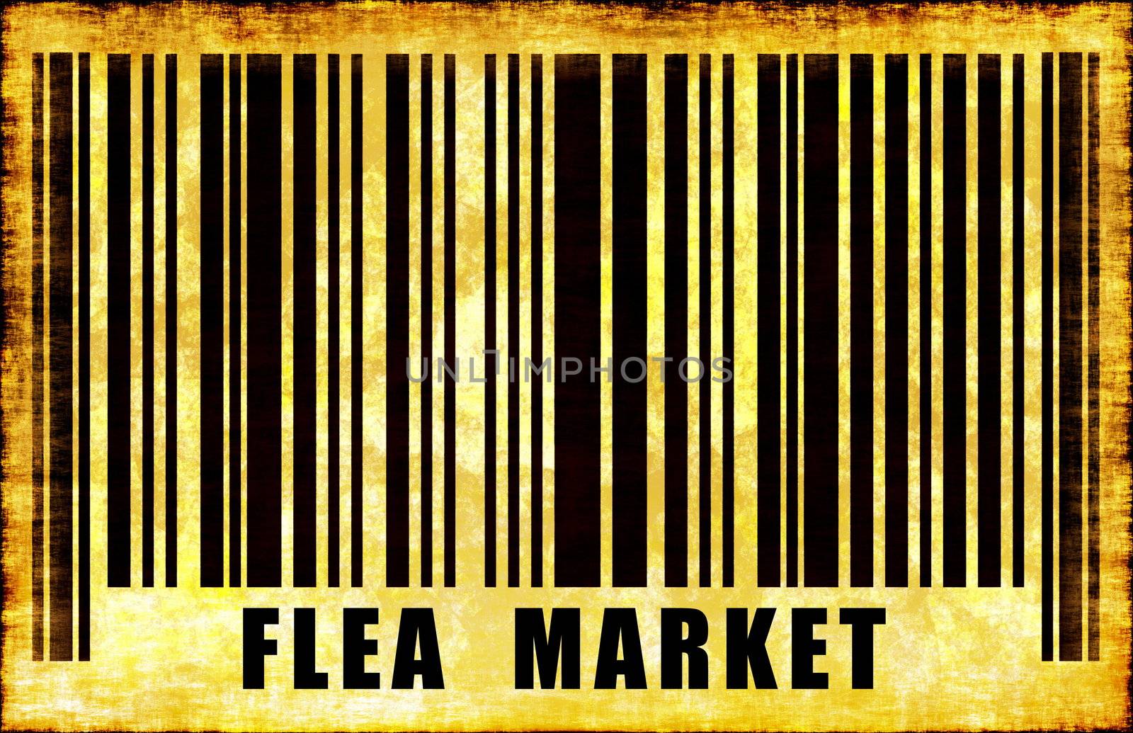Flea Market Sign on Abstract Art Background