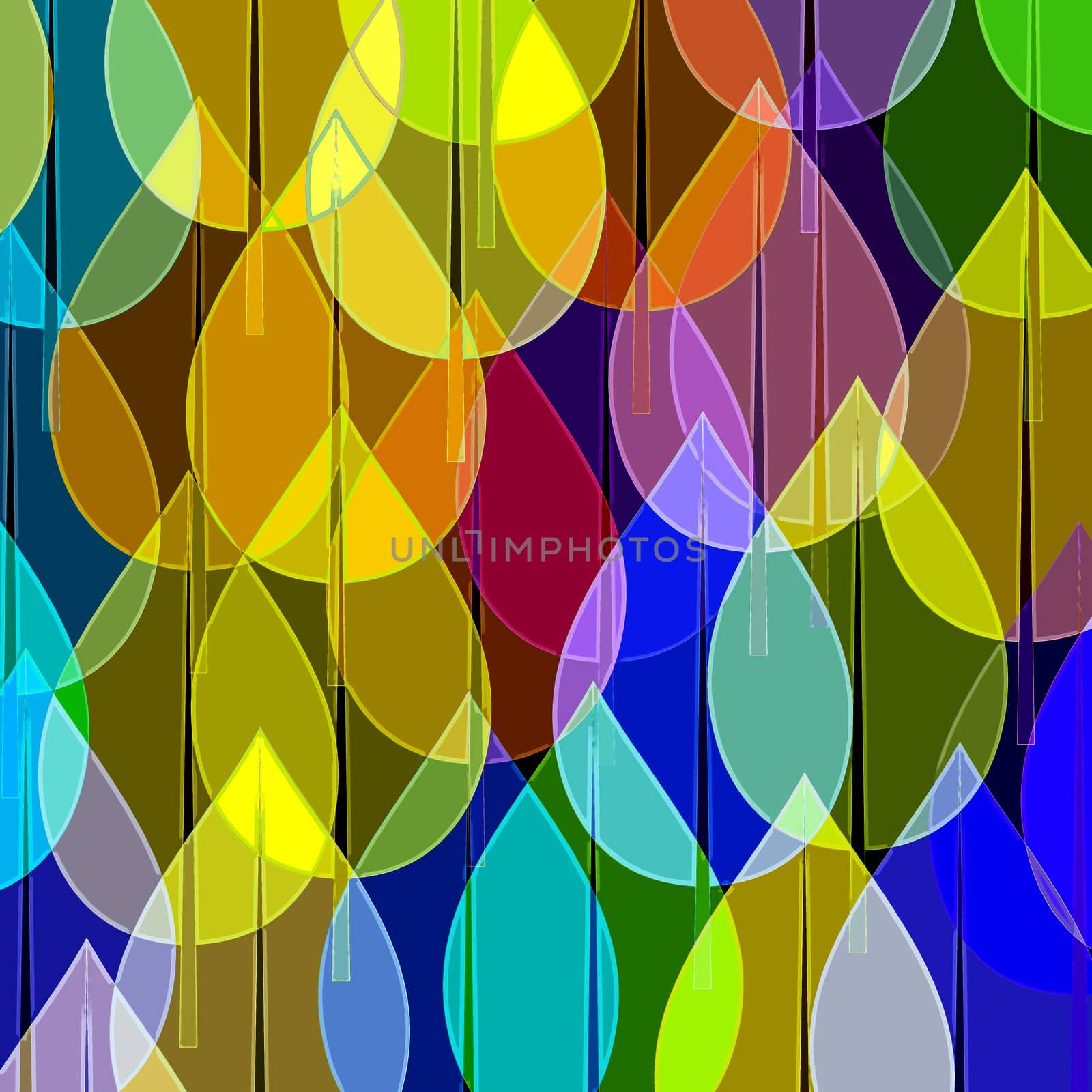 Many coloured balls in pattern on black background