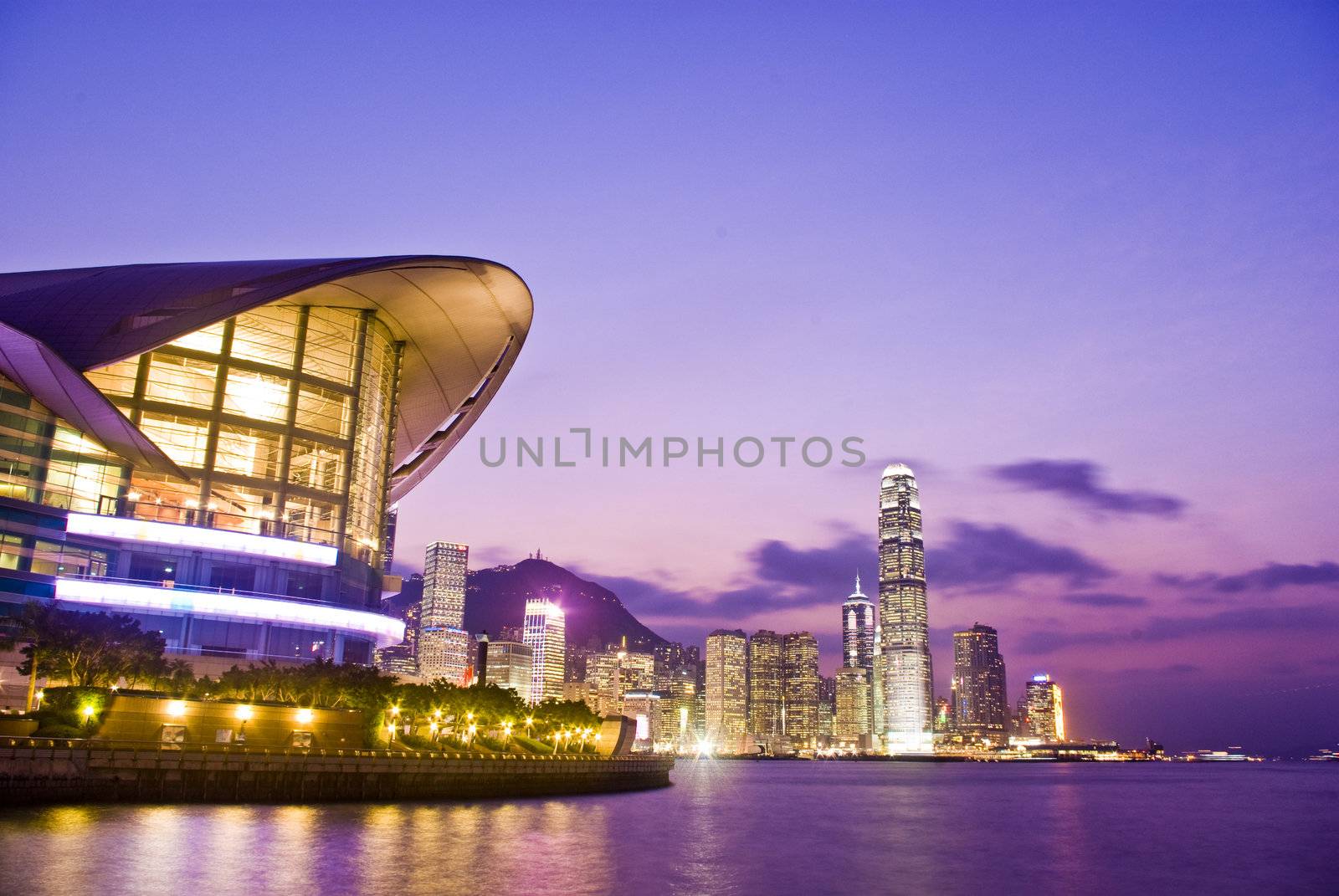 it is a magic hour at hong kong finance center.