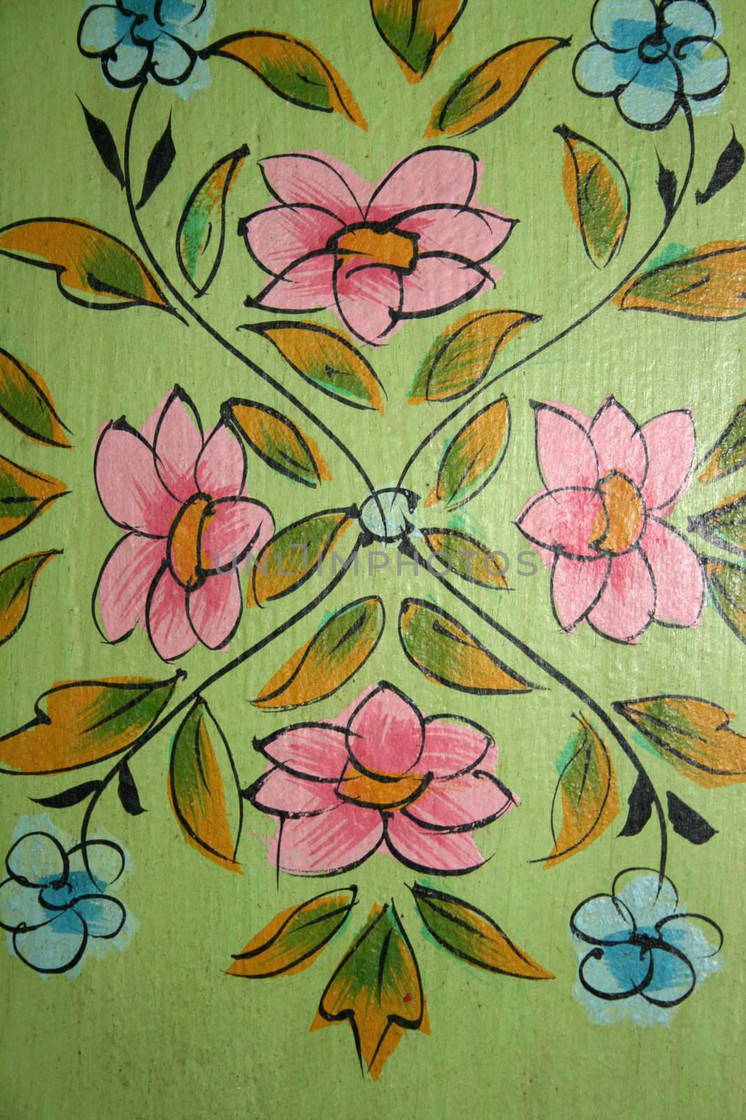 flower design on wood background