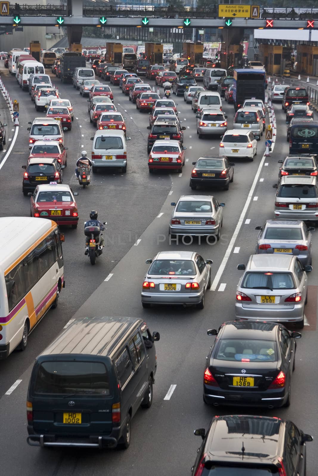 Traffic jam in Hong Kong at night