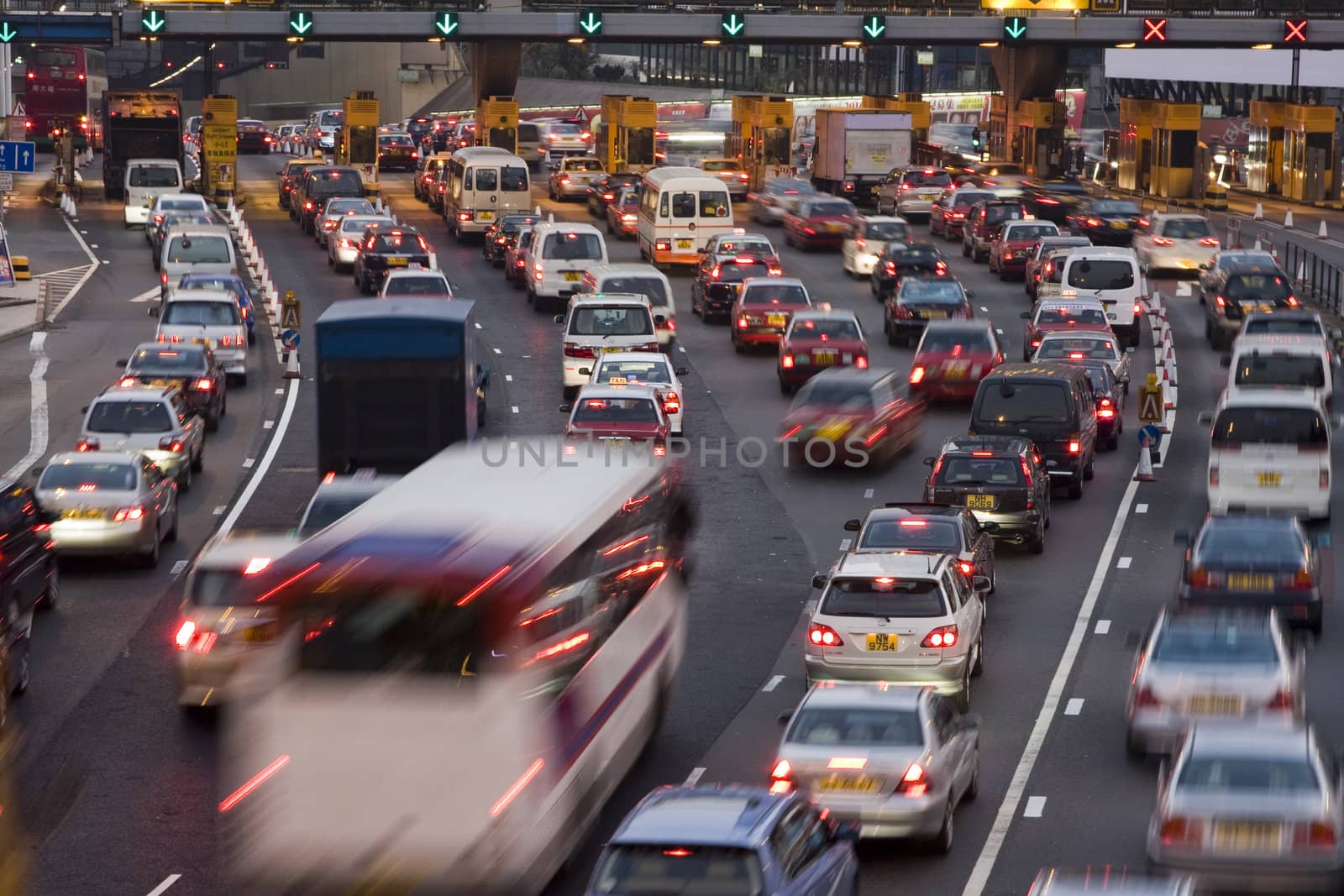 Traffic jam in Hong Kong at night