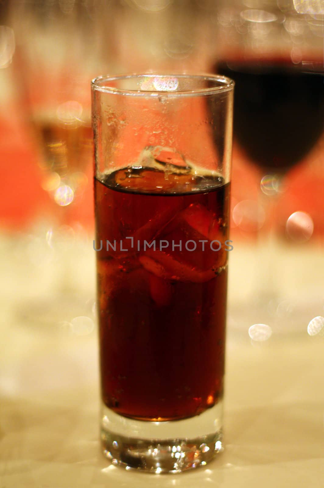 Drinks on table at a wedding reception.