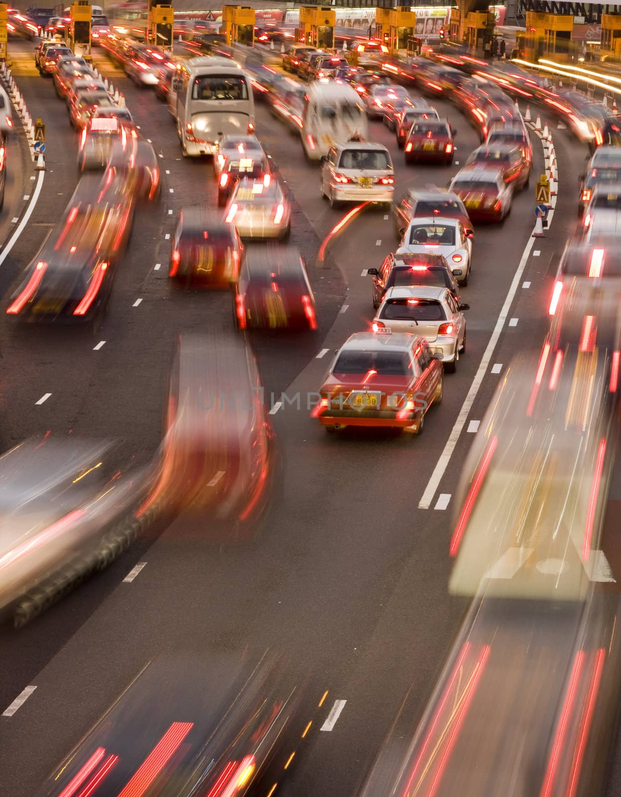 Traffic jam in Hong Kong at night