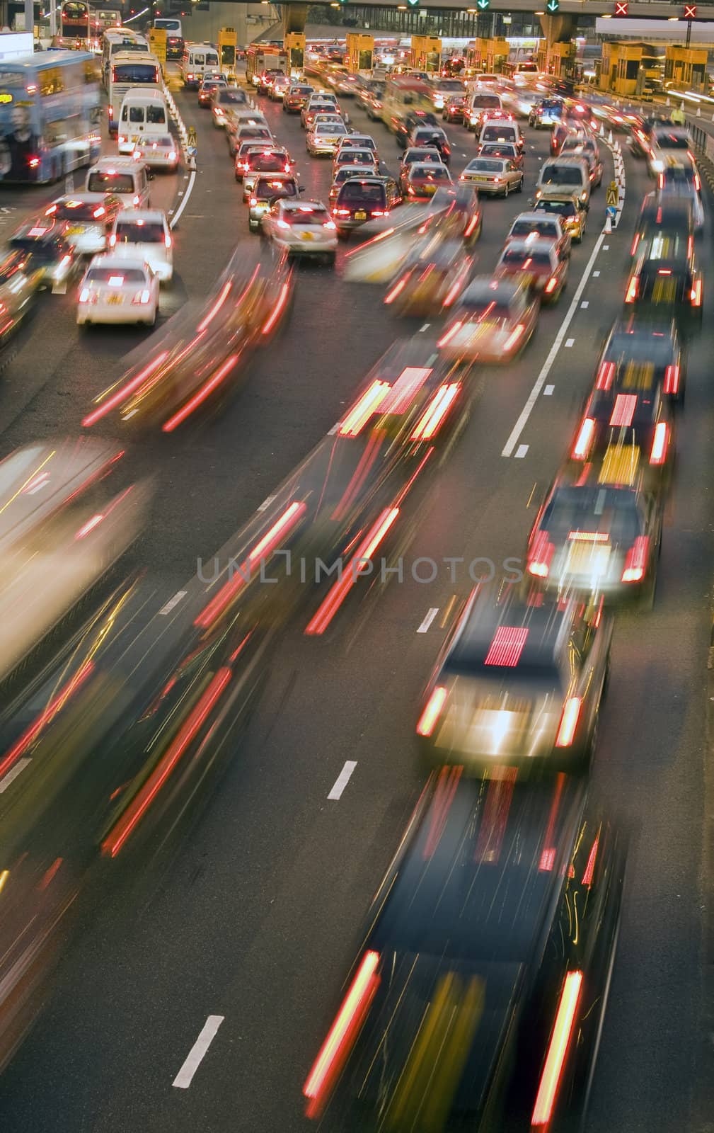 Traffic jam in Hong Kong at night