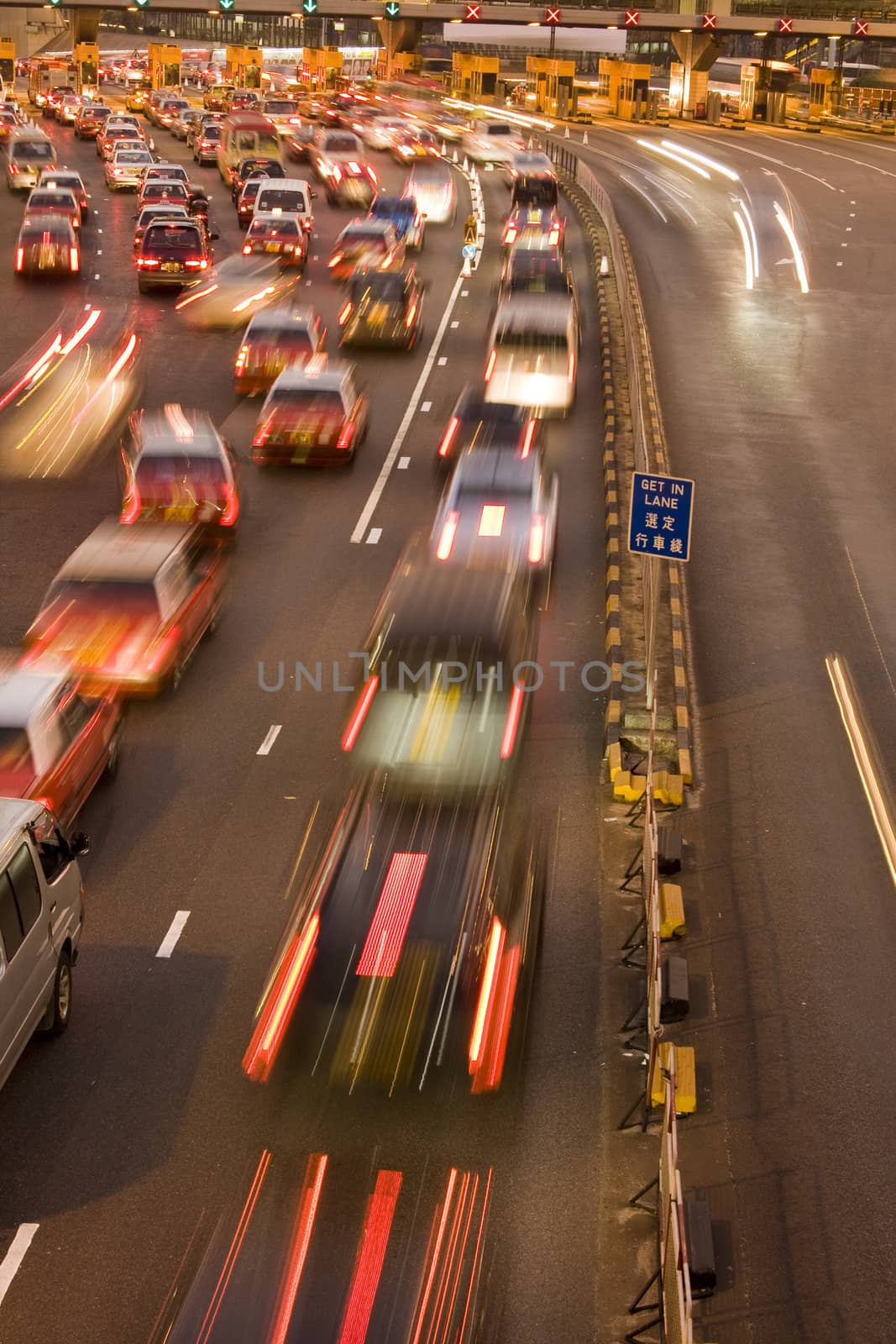 Traffic jam in Hong Kong at night
