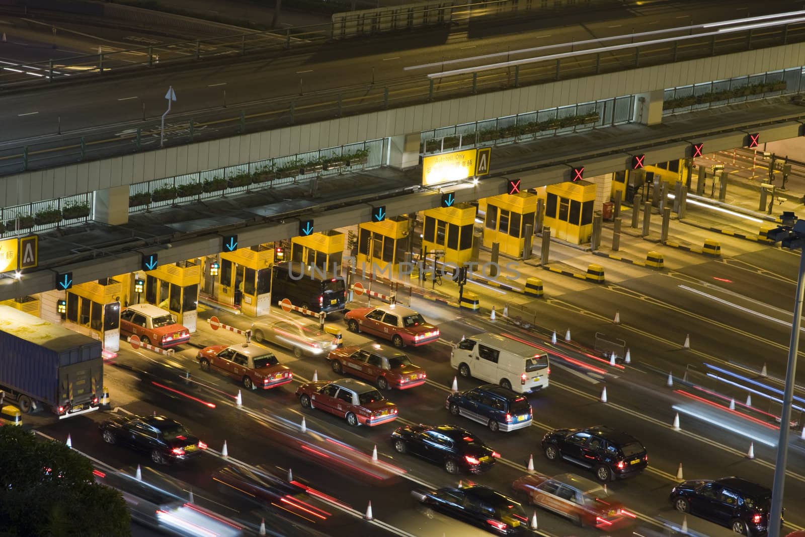 Traffic jam in Hong Kong at night