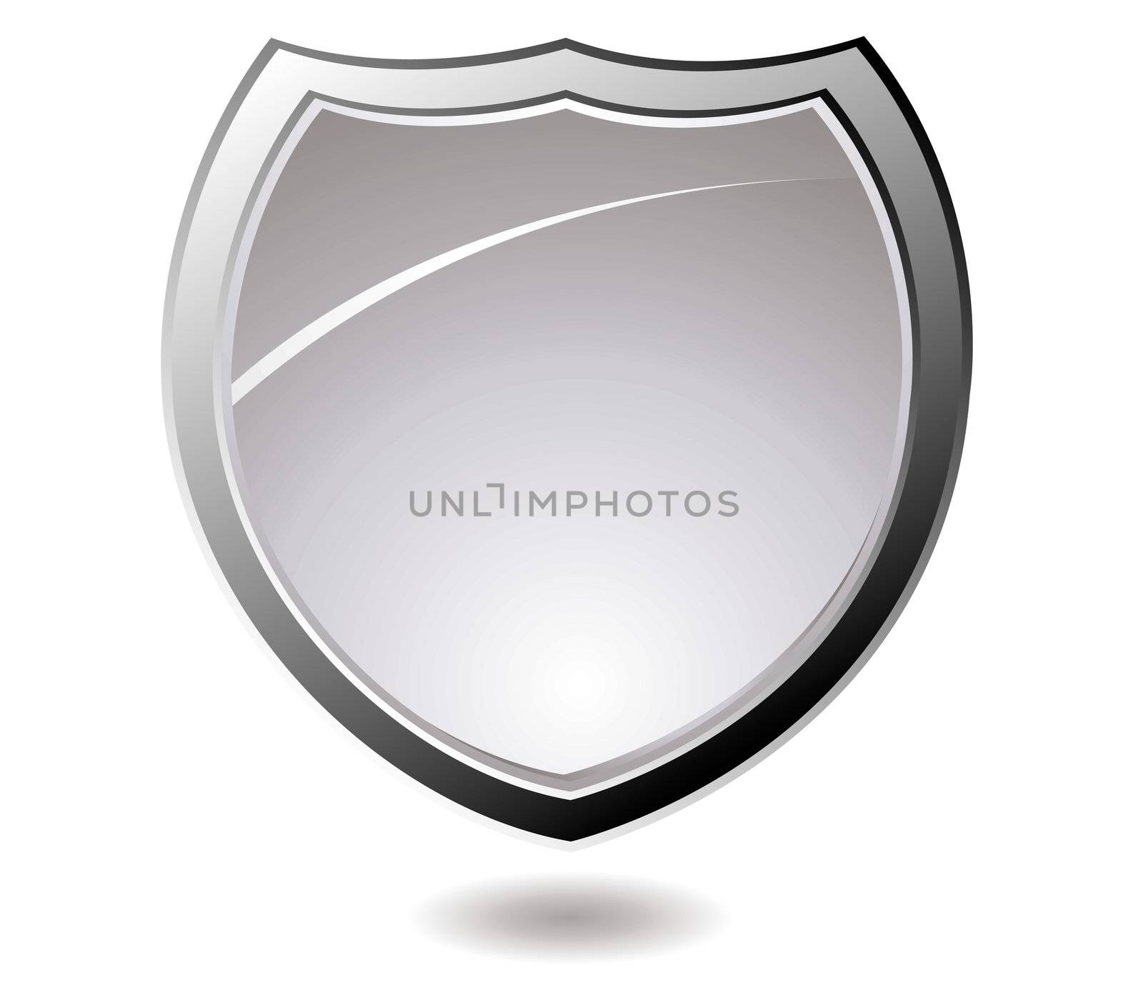 Modern shield design with drop shadow and a silver bevel