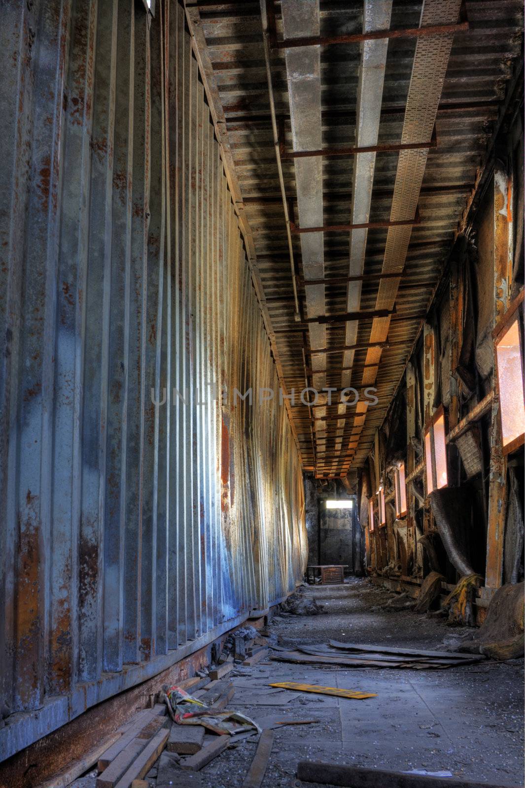 Discarded building, a peer after fire