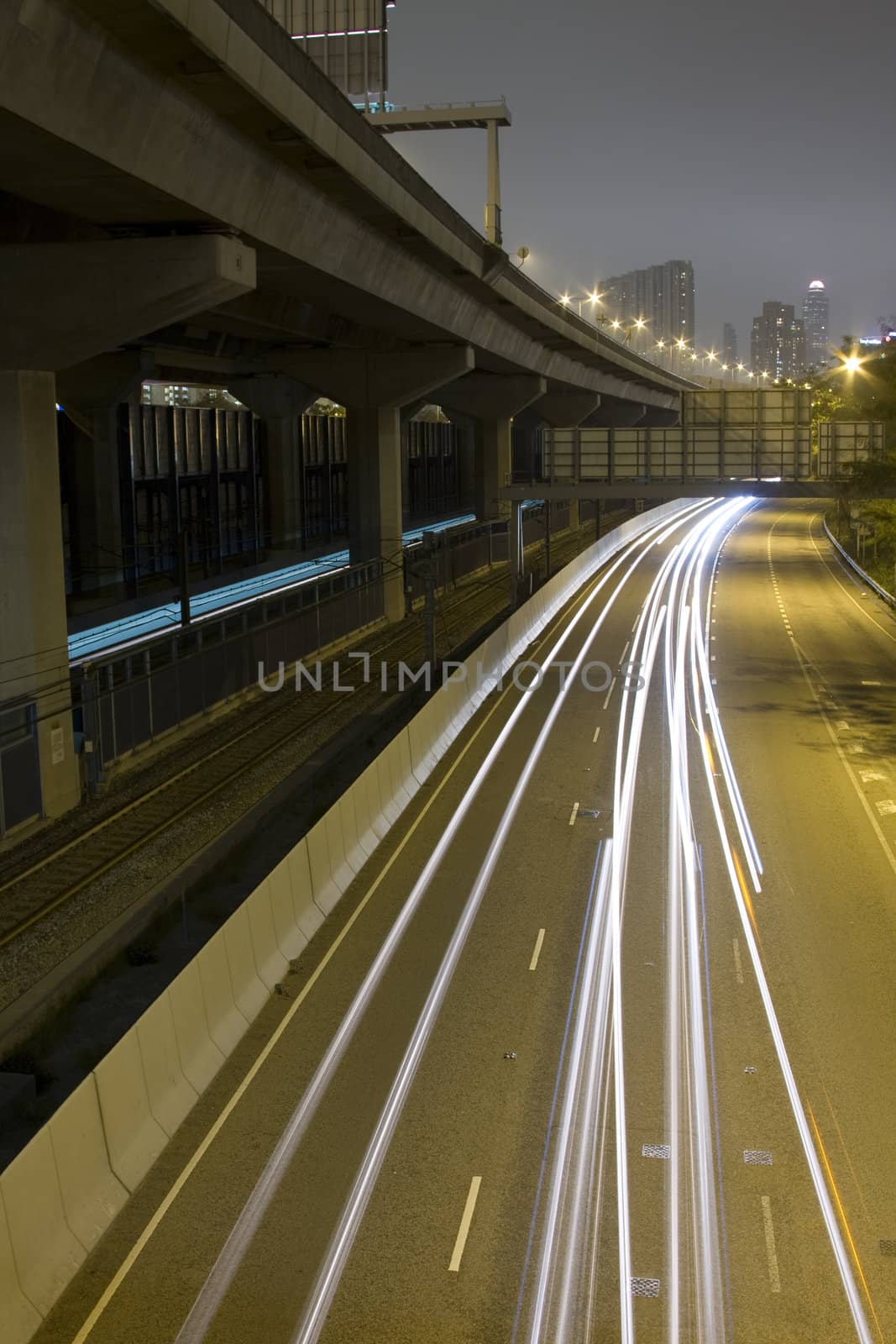 Highway with many car at night