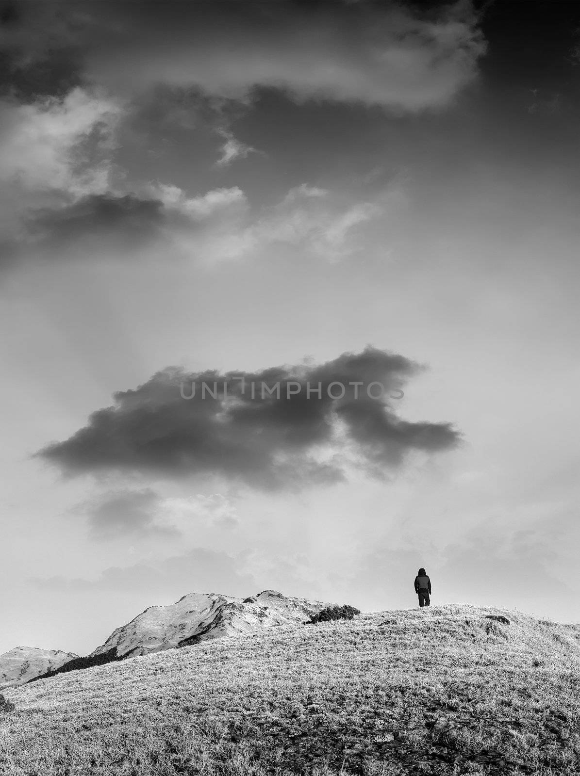landscape of man and mountain by elwynn