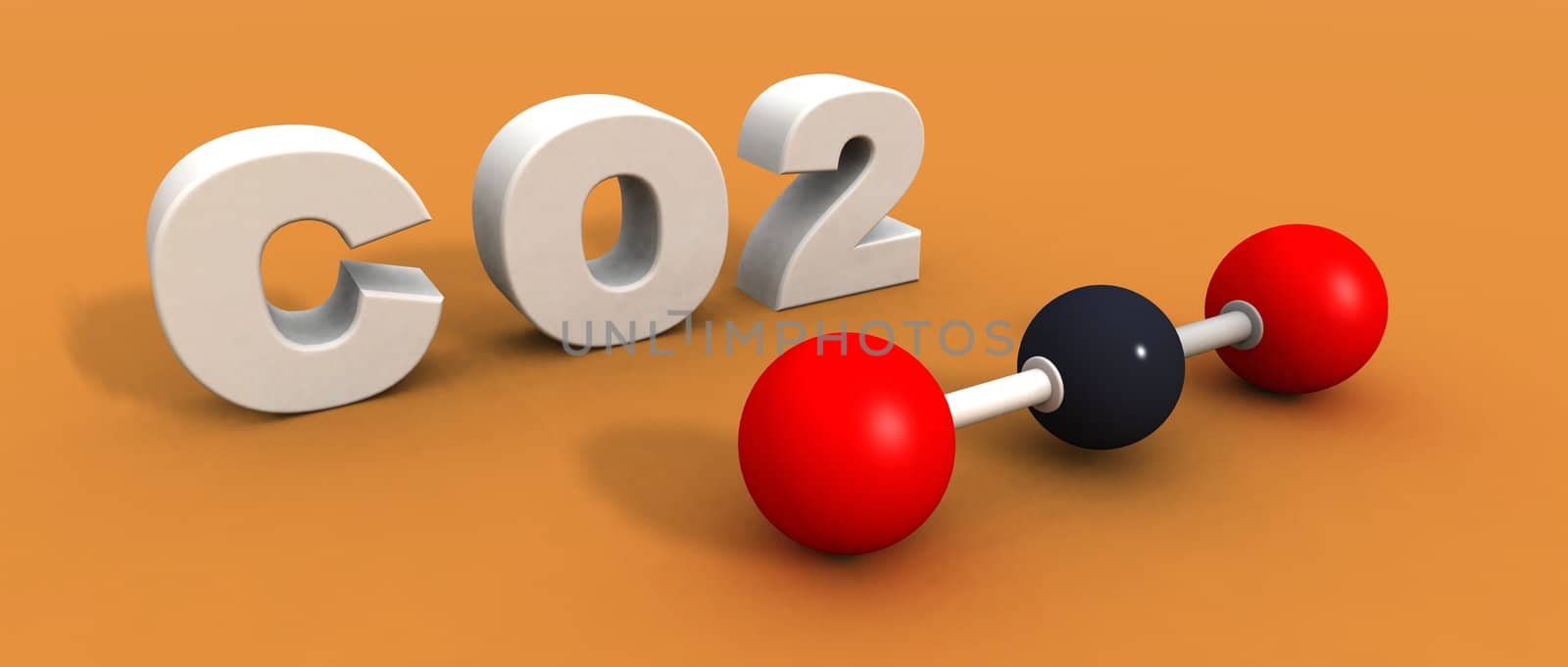 a 3d render of a carbon dioxide molecule