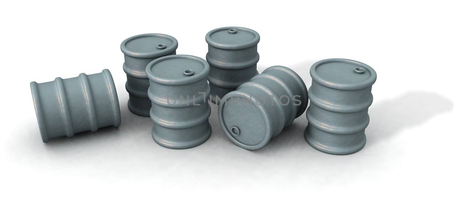 a 3d render of some oil barrels over a white background