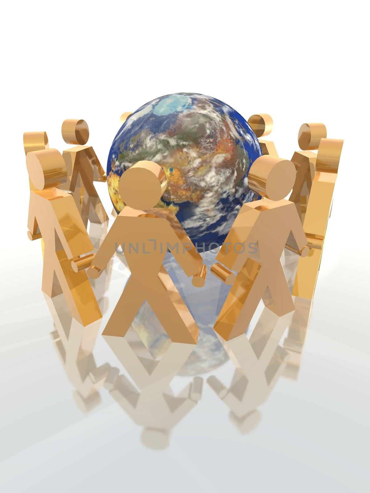 a 3d rendering to illustrate friendship, internet and world community
