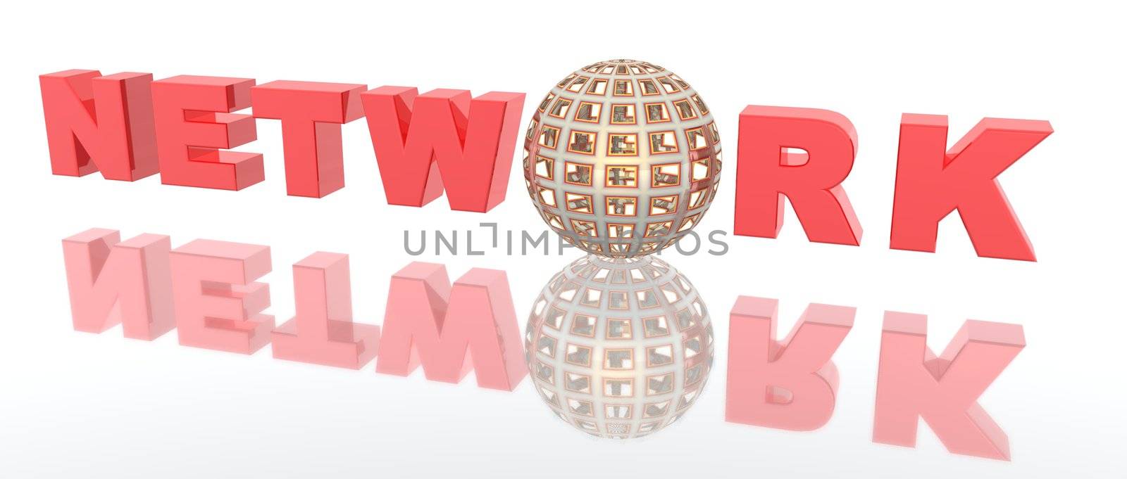 a 3d rendering of the word network