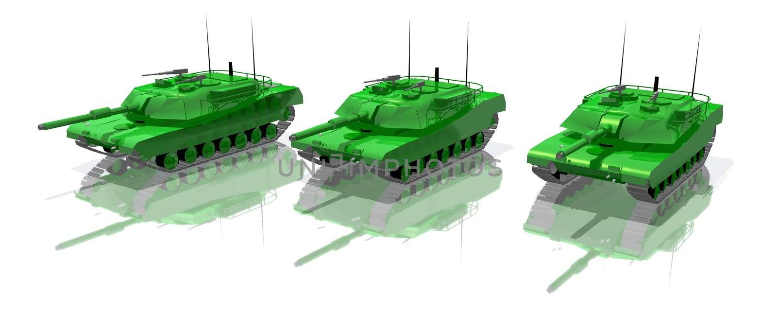 a 3d rendering of green tanks