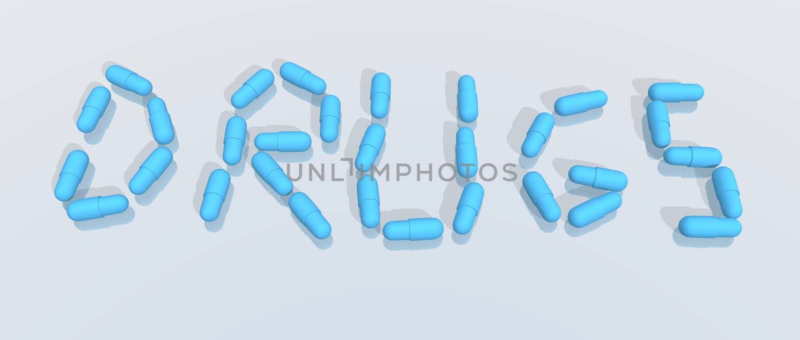 a 3d rendering of blue capsules