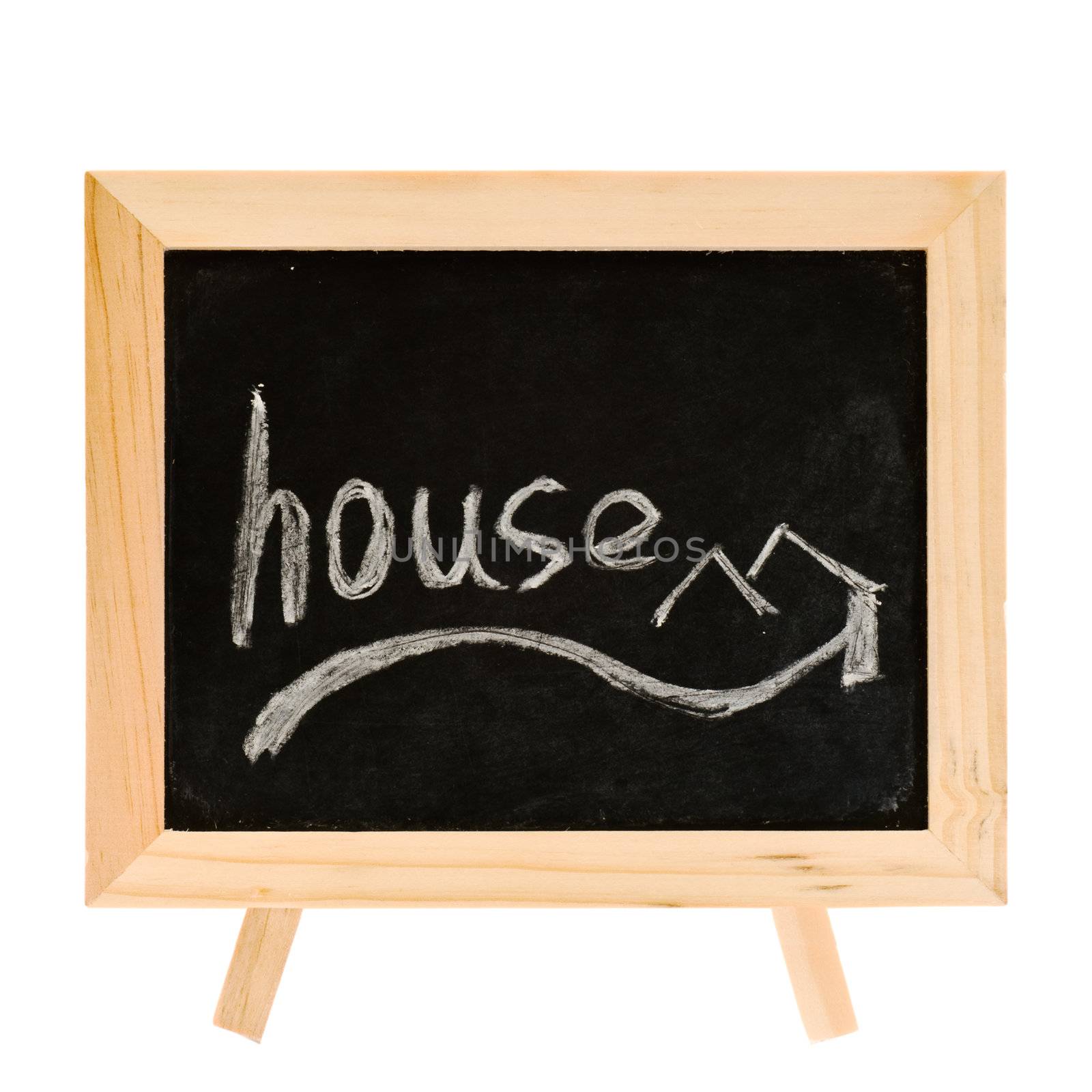 House words topic write on blackboard for education.