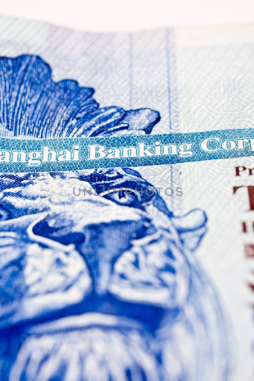 A close-up picture of a twenty Hong kong dollar banknote
