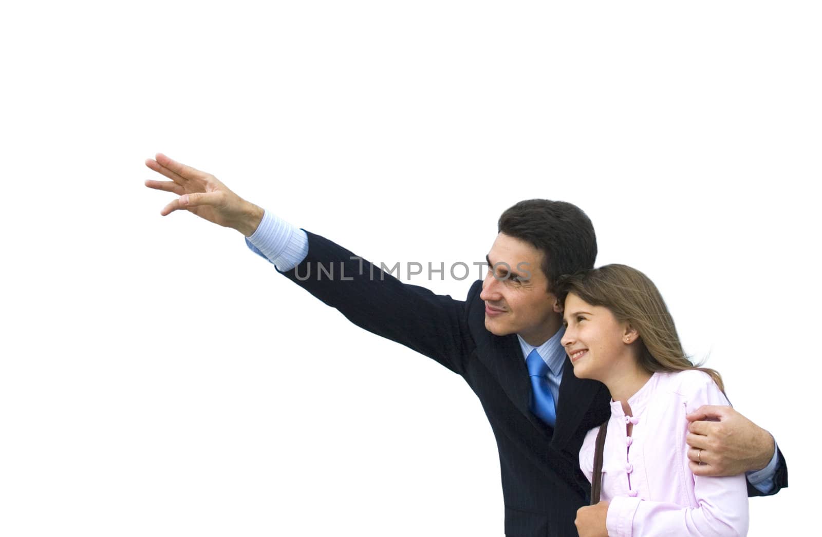Father show his daughter to forward