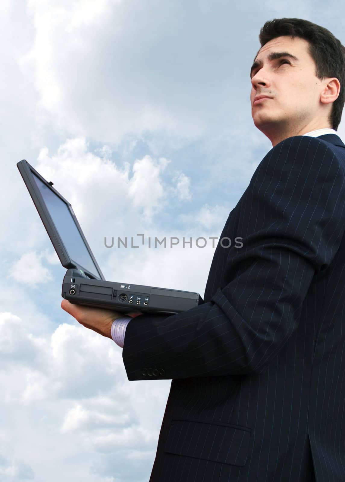 Businessman connect to internet with a computer