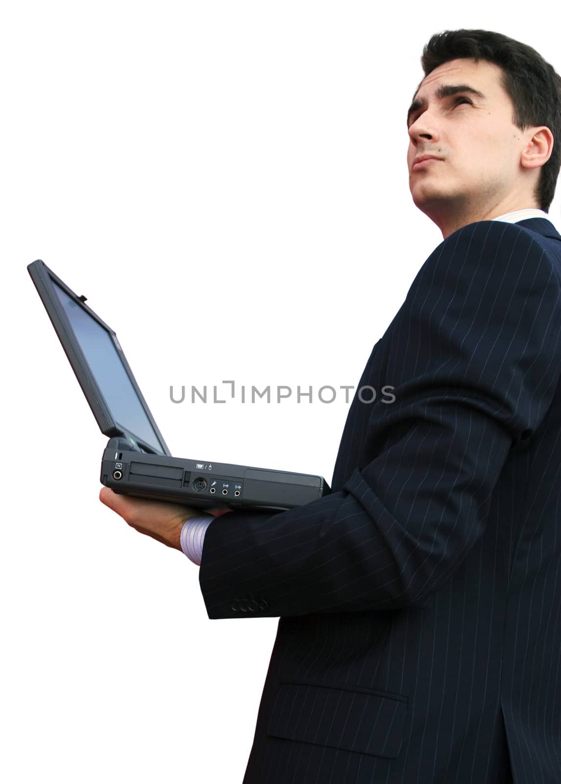 Businessman connect to internet with a computer