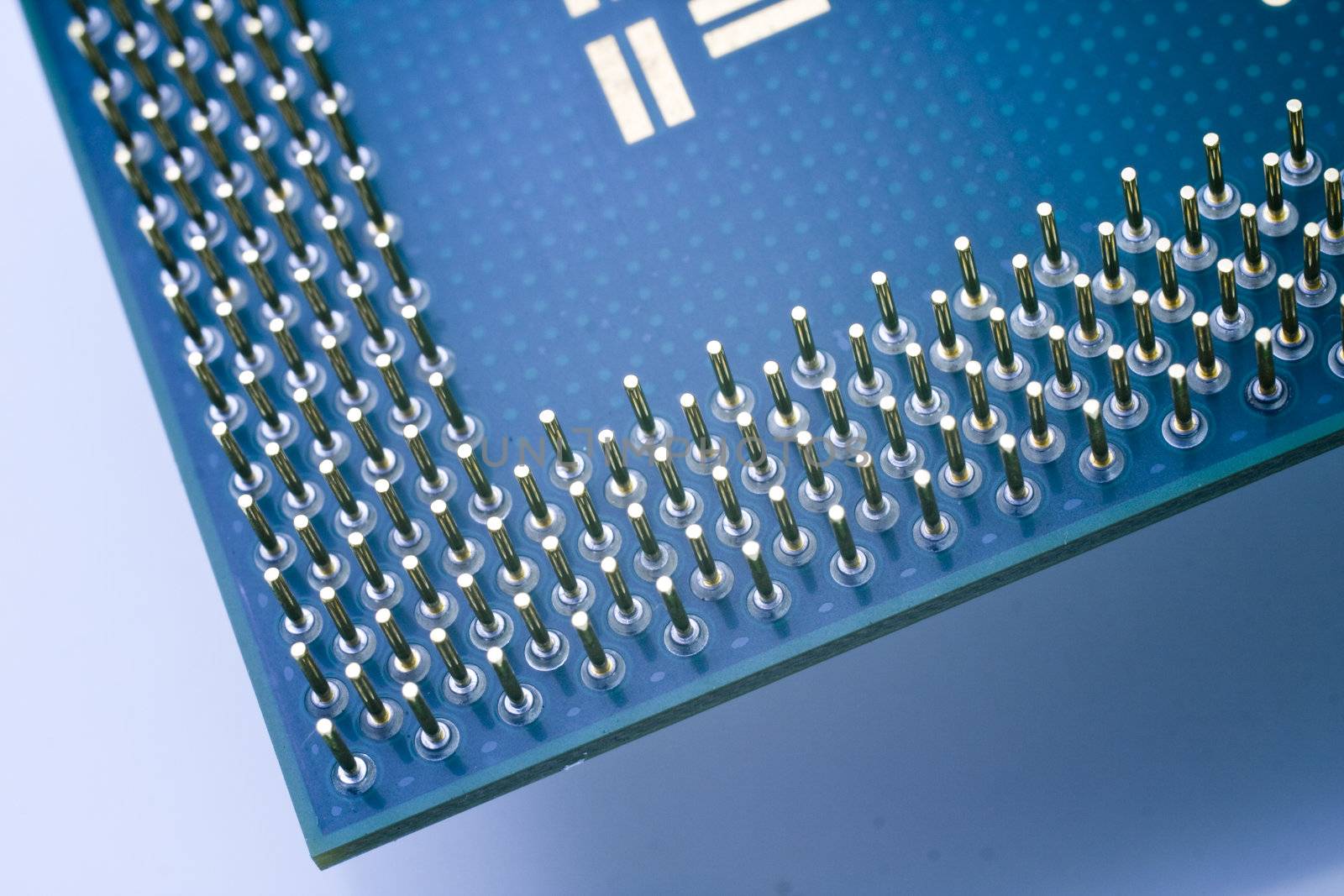 Silicone chip CPU  on white background.I use the blue style to show the high tech feeling.