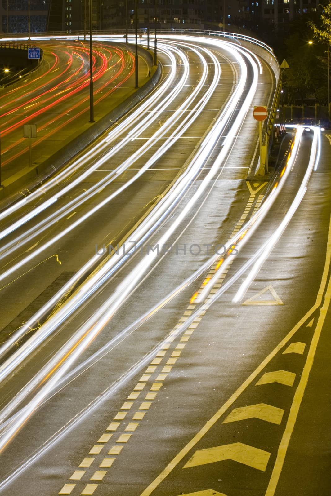 It is a shot of hong kong traffic night