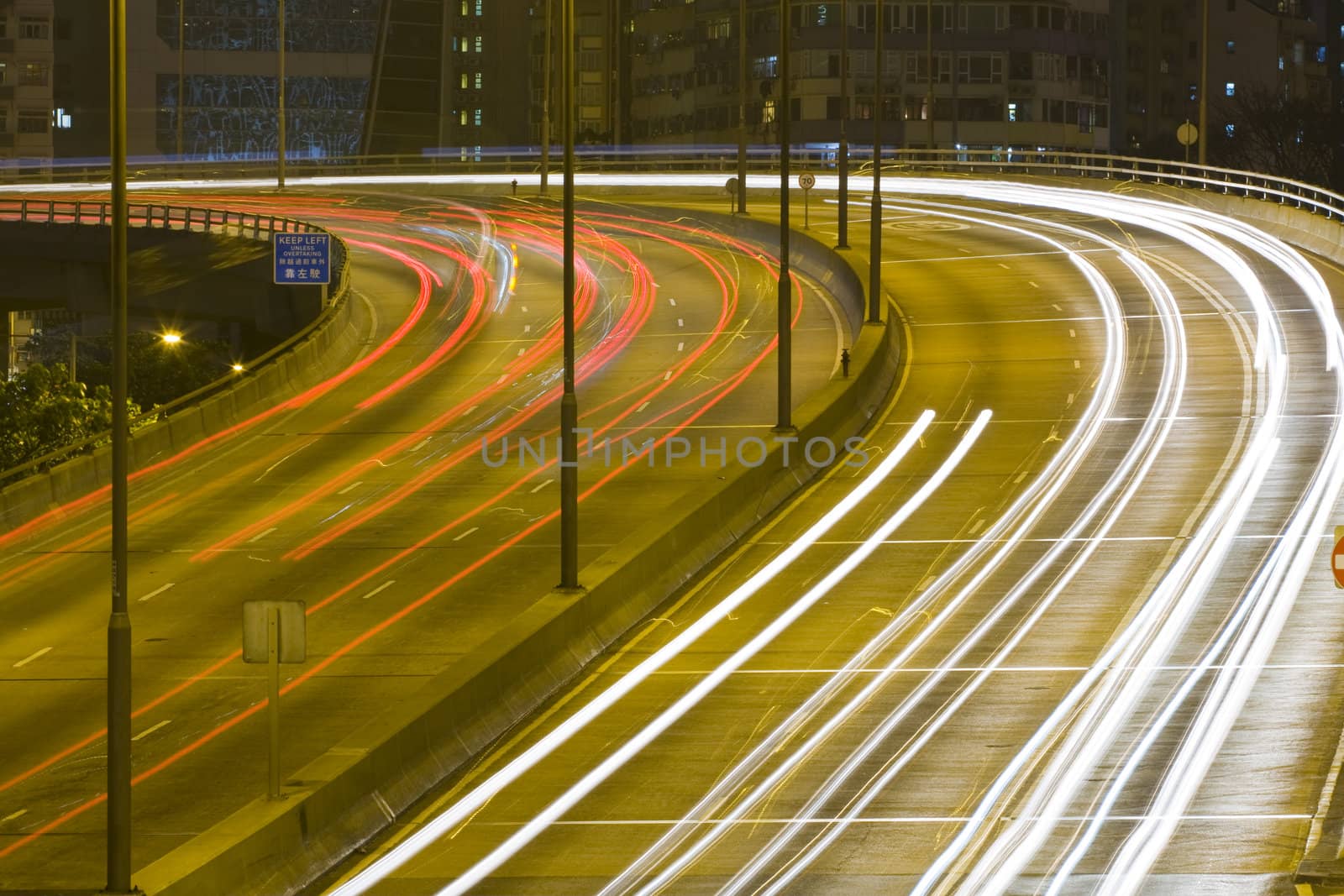 It is a shot of hong kong traffic night