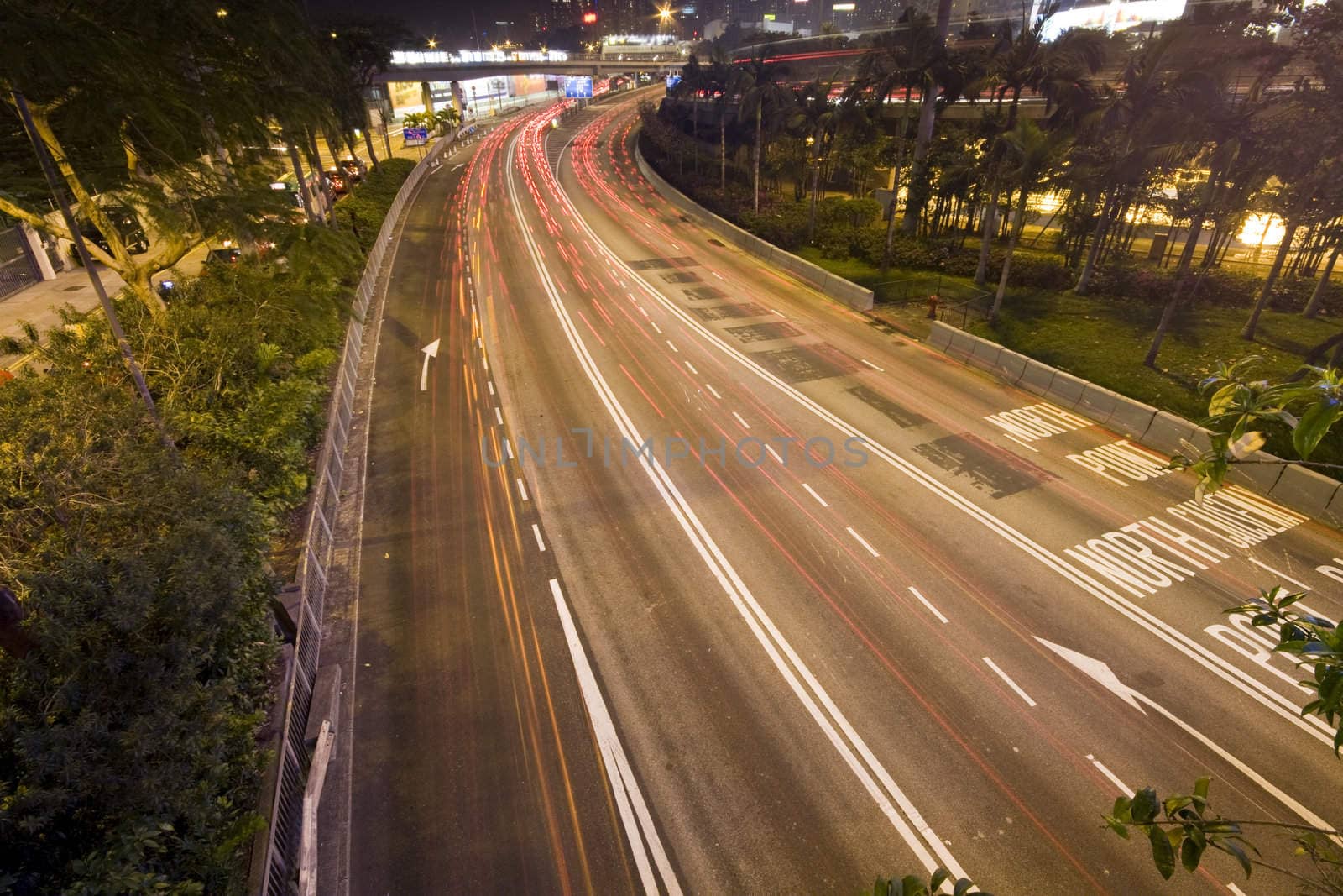 It is a shot of hong kong traffic night