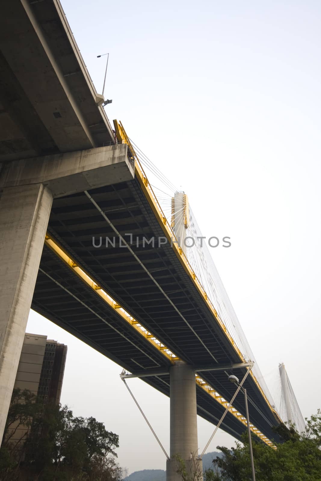 It is beautiful morning scenes of bridge in Hong Kong.