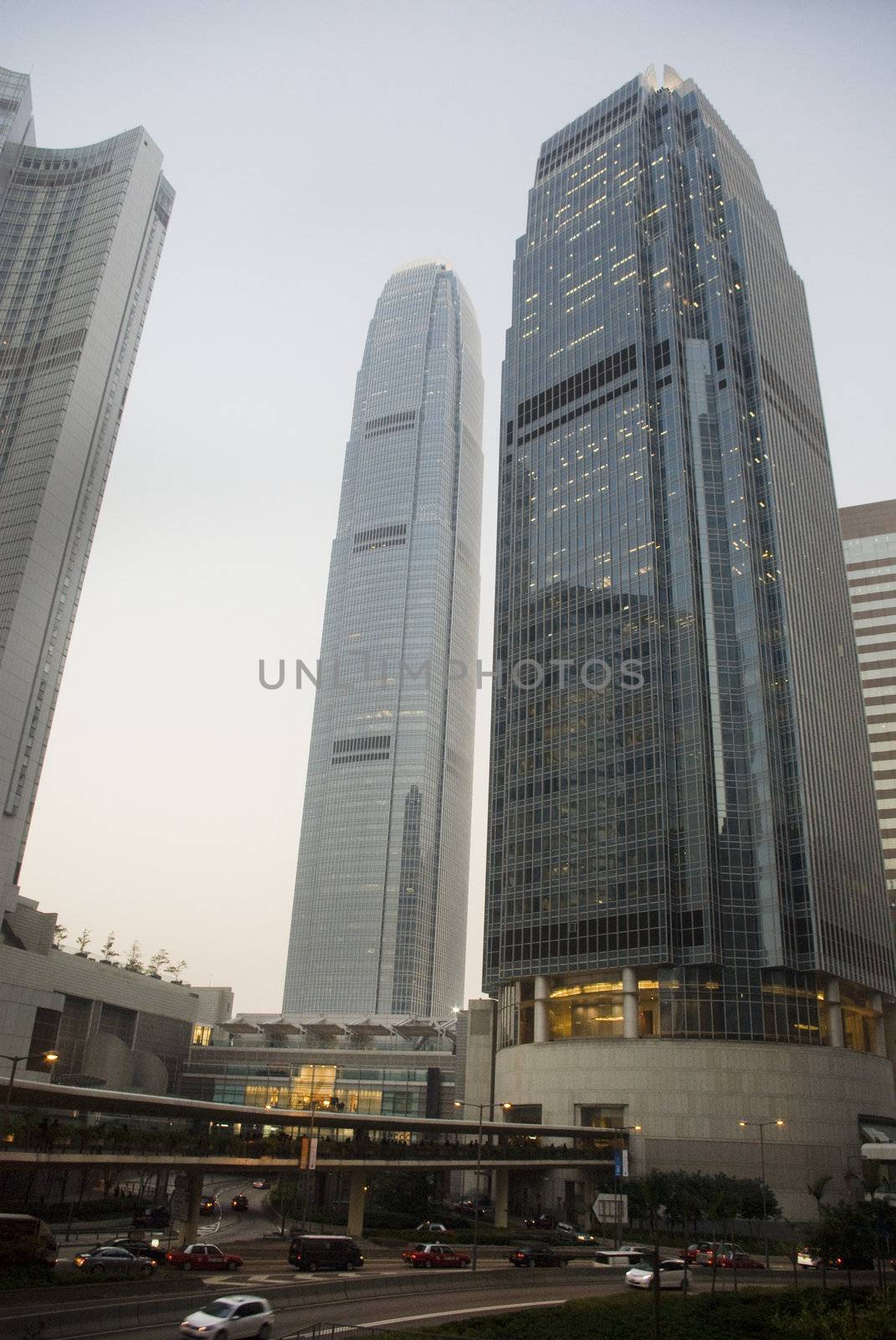 Skyscraper with building in hong kong