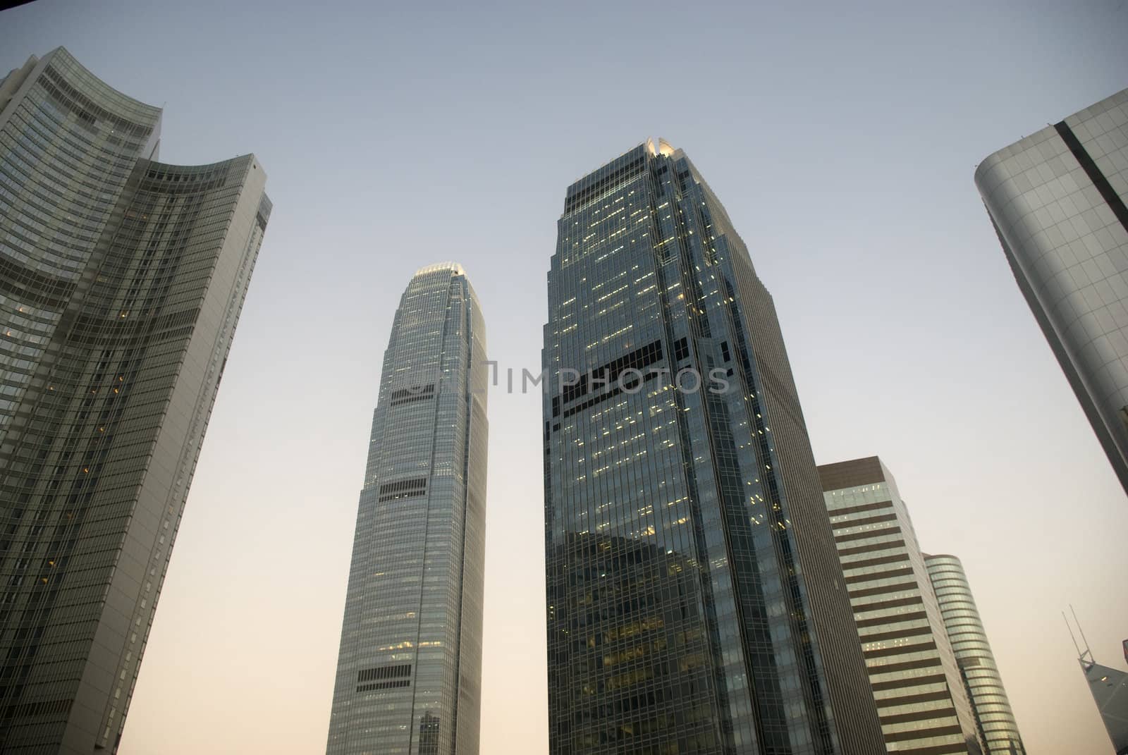 Skyscraper with building in hong kong