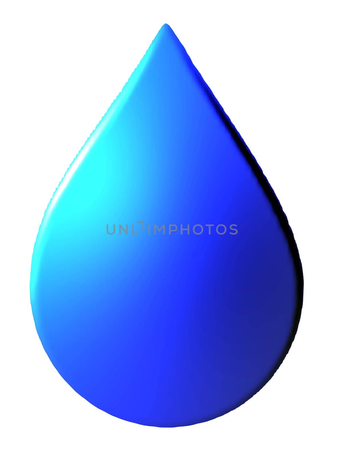 An illustration of a blue water drop isolated on white.