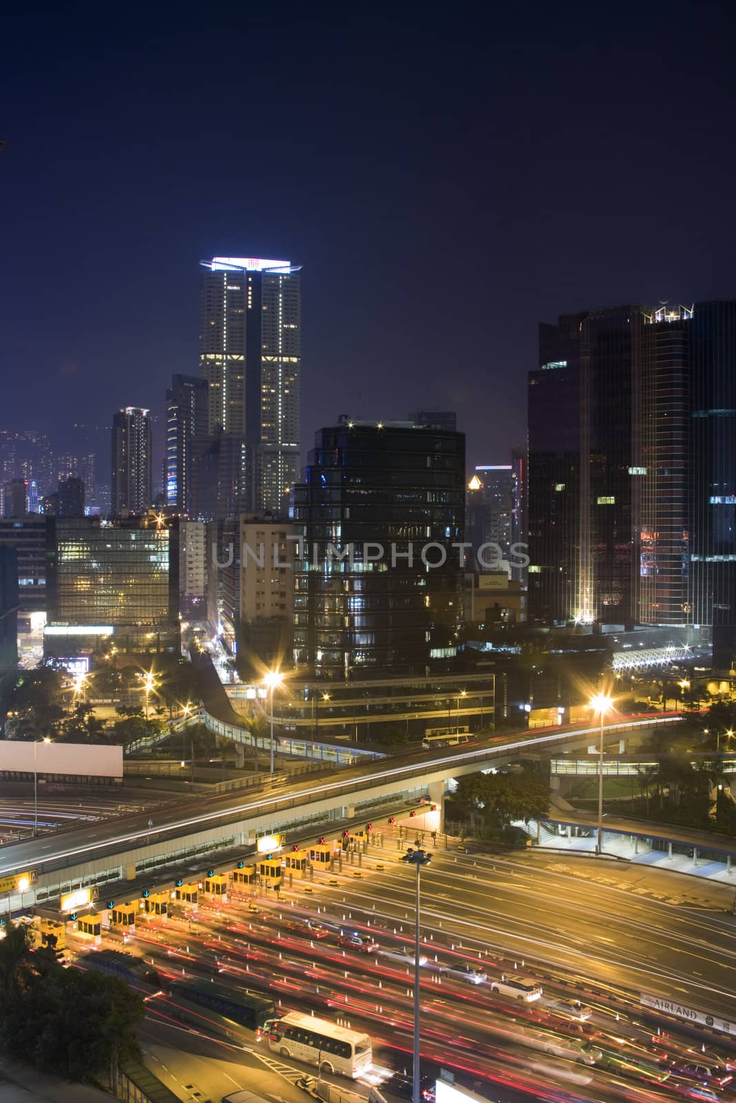 It is a night view in Hong Kong at night.