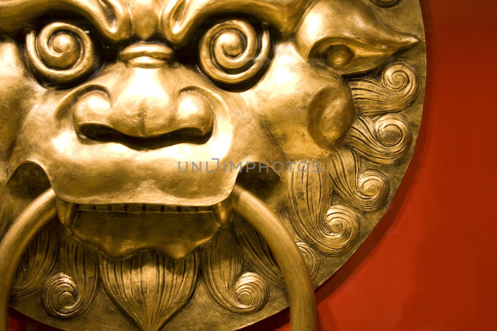 It is chinese style lionhead knocker door