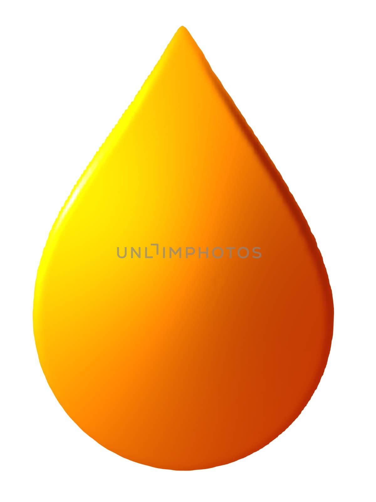 An illustration of an orange liquid drop isolated on white.