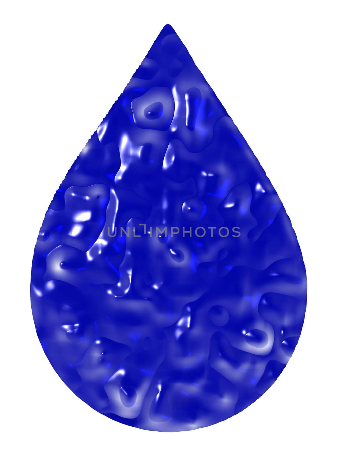 An illustration of a liquid drop distorting a blue background