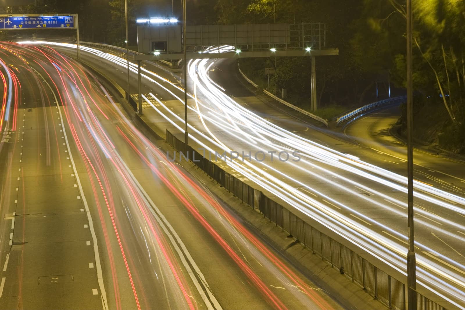 Highway with many car at night