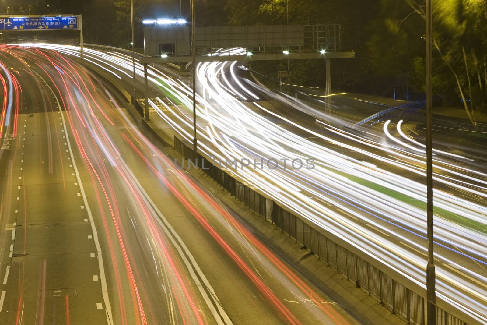 Highway with many car at night