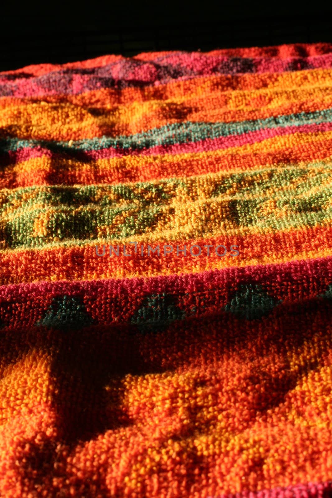 Detail of a colorful towels fabric.