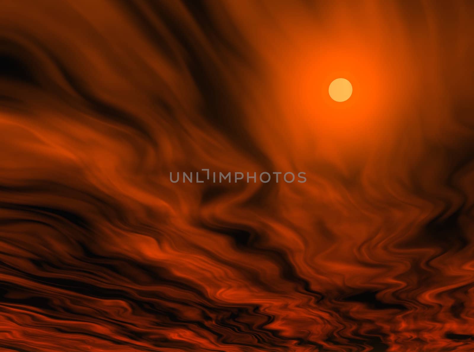 An illustration of a sun shining through an alien sky