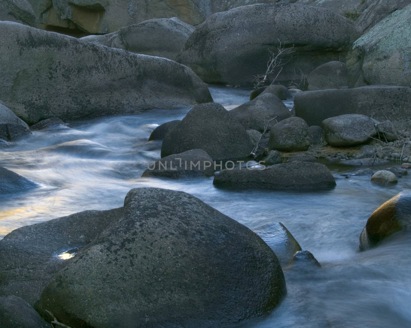 Rushing water in the St. Vrain river canyon near Lyons, Colorado